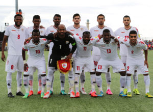 Oman's starting 11 players pose for a photo before its away fixture against Guam in a match of the 2018 FIFA World Cup Russia and AFC Asian Cup UAE 2019 Preliminary Joint Qualification Round 2 at the Guam Football Association National Training Center Sept. 8. In the photo are, front row from left to right: Qasim Said, Ali Al Habsi, Saad Al Mukhaini, Abdul Sallam Al Mukhaini, and Mohammed Al-Musalami. Back row from left to right are: Eid Al-Farsi, Raed Saleh, Ahmed Mubarak, Abdul Aziz Al-Maqbali, Imad Al-Hosni, and Ali Sulaiman Al Busaidi. The teams battled to a 0-0 draw